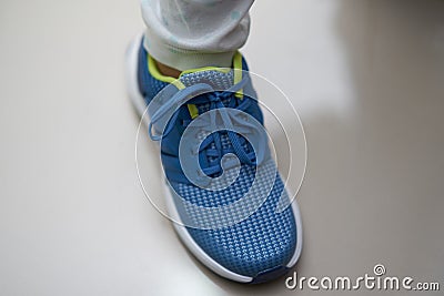 Blue sport shoes on top view ,single Stock Photo