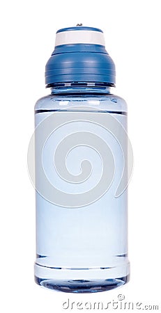 Blue sport water bottle, plastic equipment. Isolated on white background Stock Photo