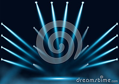Blue Sportlight with smoke abstract background Vector Illustration