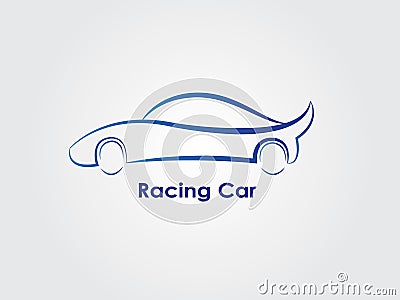 A blue sports car for racing to use as logo Vector Illustration