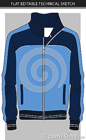 Blue sports jacket colourful flat sketch vector file. Stock Photo
