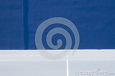 Blue sports playground with wall and floor. Stock Photo