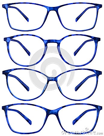 Blue spotted glasses isolated on white Stock Photo