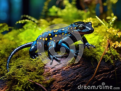 Blue spotted Salamander Made With Generative AI illustration Cartoon Illustration