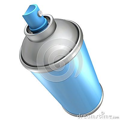Blue spray paint can on white background Stock Photo