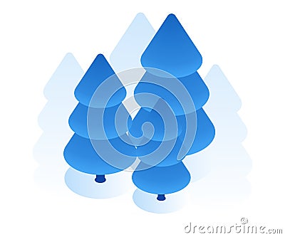 Blue spruce icon. Vector illustration in flat isometric 3D style Vector Illustration