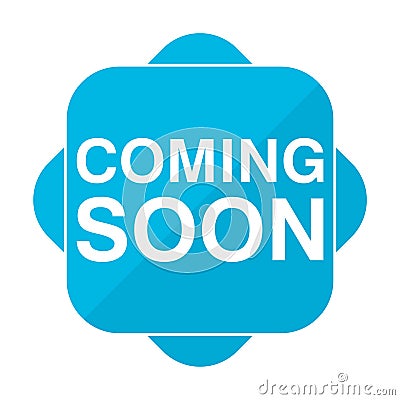 Blue square icon coming soon Stock Photo