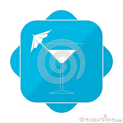 Blue square icon martini glass Vector Illustration