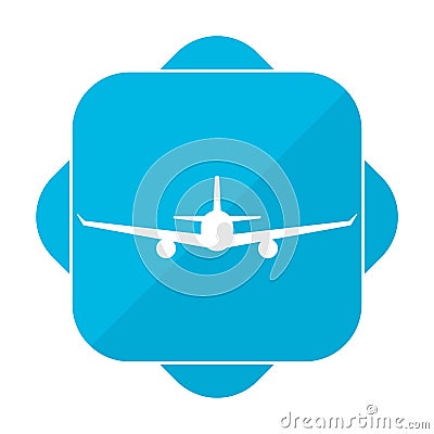 Blue square icon plane Vector Illustration