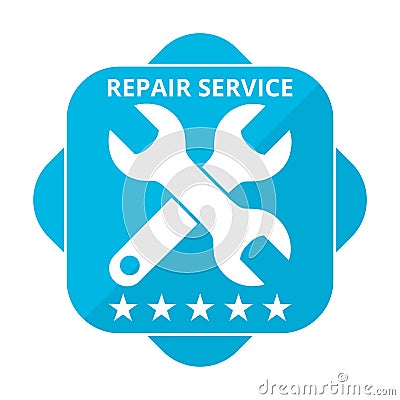 Blue square icon repair service Vector Illustration