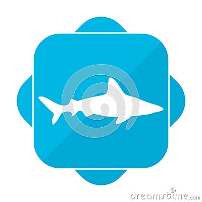 Blue square icon shark Vector Illustration