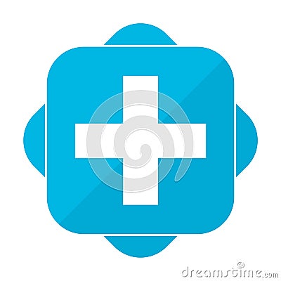 Blue square plus Vector Illustration