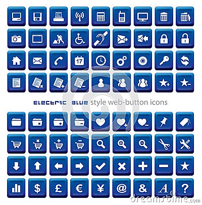 Blue square web buttons Stock Photo