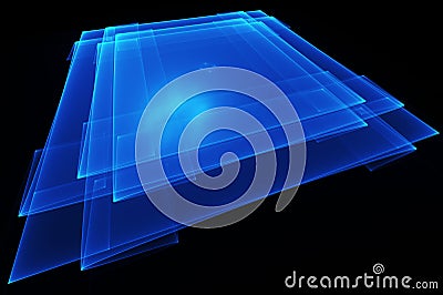 Blue squares on black Stock Photo