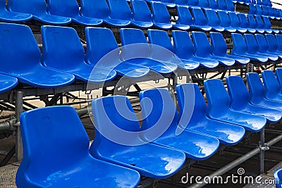 Blue stadium seats. Stock Photo