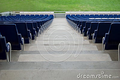 Blue stadium seats in a rear view Stock Photo