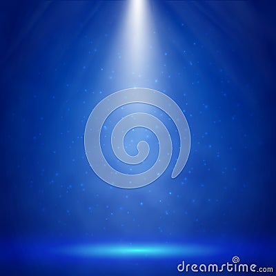 Blue stage illumination with spotlights Vector Illustration