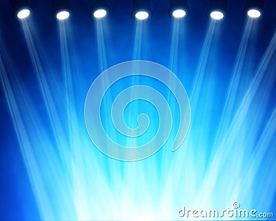 Blue stage spotlights Stock Photo