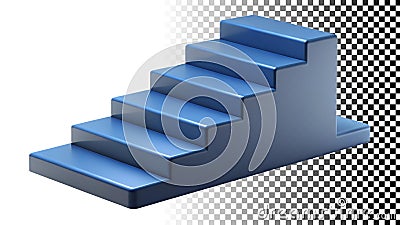 Blue stairs staircase icon progress steps level up climbing ascent way png transparent image Generative AI Stock Photo