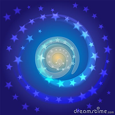Blue Star Spiral. Space Background. The Universe, The Galaxy. Suitable for textile, fabric, packaging and web design Vector Illustration