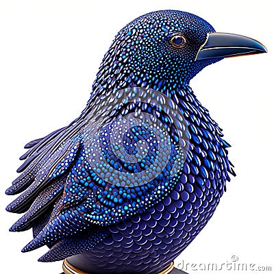 Blue starling isolated on a white background, close-up. Generative AI Stock Photo