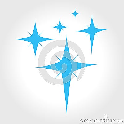 Blue stars isolated on a white background. Clean, magic vector icon illustration. Vector Illustration