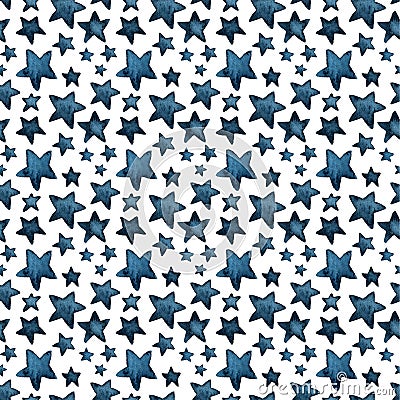 Cute big and small blue stars, salute of stars. pattern Stock Photo