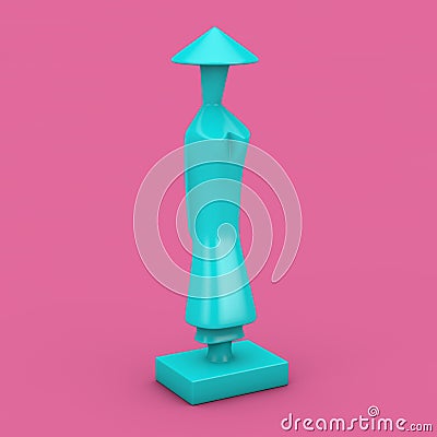 Blue Statuettes as Symbol of Vietnam Woman or Man in Duotone Style. 3d Rendering Stock Photo