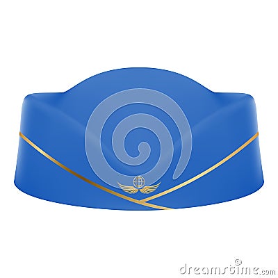 Blue Stewardess Uniform Cap Isolated On A White Background. Vector Illustration. Stock Photo