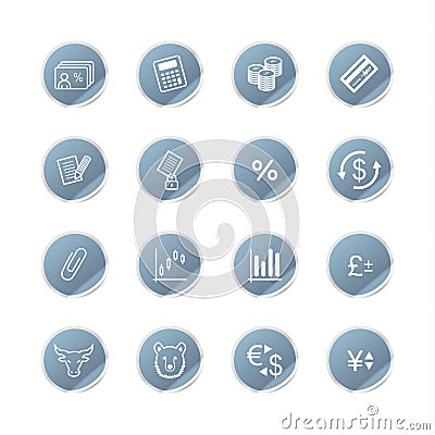Blue sticker finance icons Vector Illustration