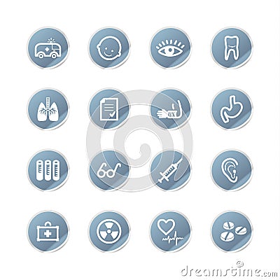 Blue sticker medicine icons Vector Illustration