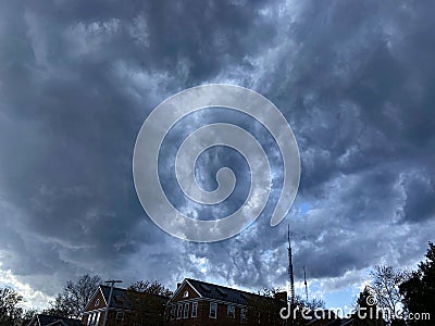 Blue Storm Clouds in April in Spring Stock Photo