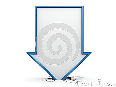 Blue straight arrow down Stock Photo