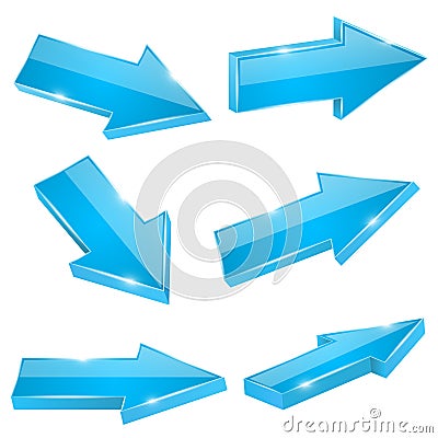 Blue straight arrows. Web 3d shiny icons Vector Illustration