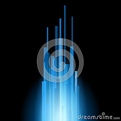 Blue Straight Lines Abstract on Black Background. Vector Vector Illustration