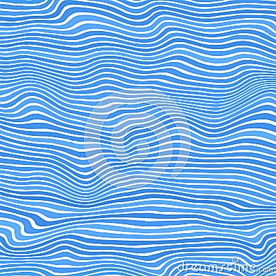 Blue Striped Pattern. Wavy Ribbons. Curvy Lines Texture. Vector Illustration