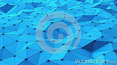 Blue structure of network connection triangle in digital compute Cartoon Illustration
