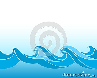 Blue stylized waves Vector Illustration