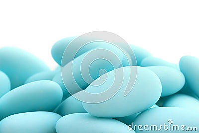 Blue sugared almonds Stock Photo