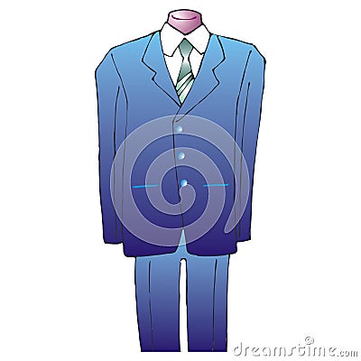 Blue suit with tie Vector Illustration