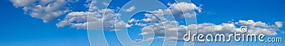 Blue sunny sky with white clouds landscape banner Stock Photo