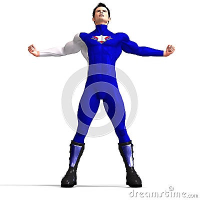 Blue Super Hero Stock Photo