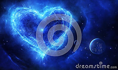 Blue supernova heart Stock Photo