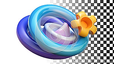 Blue swirl with gear, abstract design, and technology element png transparent image Generative AI Stock Photo