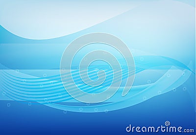 Blue swirly waves background banner template Vector Illustration