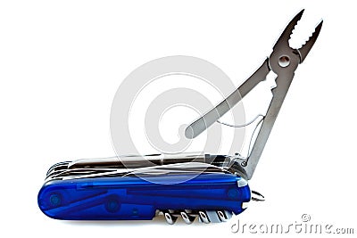 Blue Swiss Penknife Stock Photo
