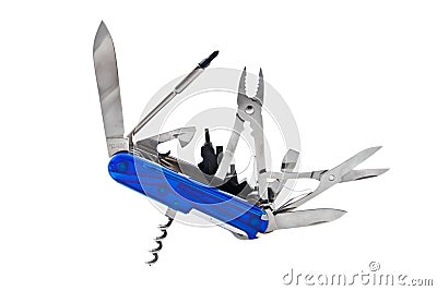 Blue Swiss Penknife Stock Photo