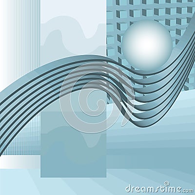 Blue swoosh 3D cube abstract background Vector Illustration