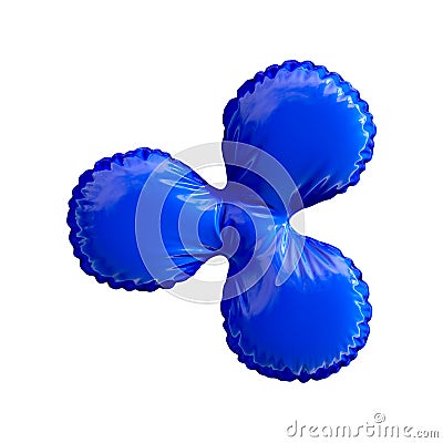 Blue symbol Ripple made of inflatable balloon isolated on white background. Stock Photo