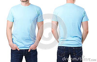 Blue t shirt on a young man template Stock Photo